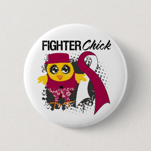 Throat Cancer Fighter Chick Grunge 2 Inch Round Button