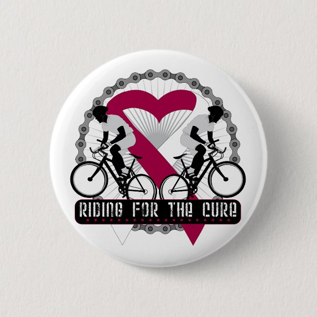 Throat Cancer Riding For The Cure 2 Inch Round Button (Front)
