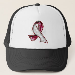 Throat Cancer Slogan Watermark Ribbon Trucker Hat