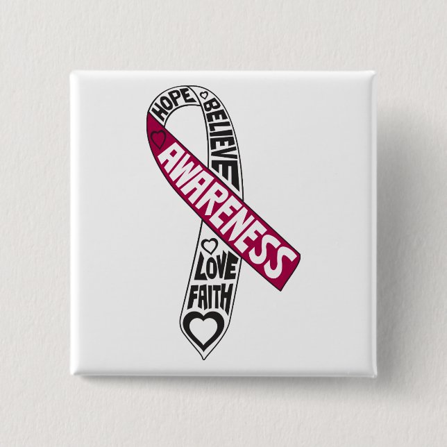 Throat Cancer Slogans Ribbon 2 Inch Square Button (Front)