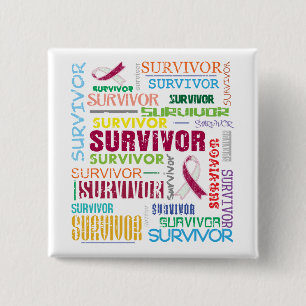 Throat Cancer Survivor Collage.png 2 Inch Square Button