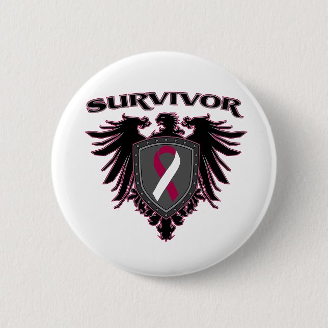 Throat Cancer Survivor Crest 2 Inch Round Button (Front)