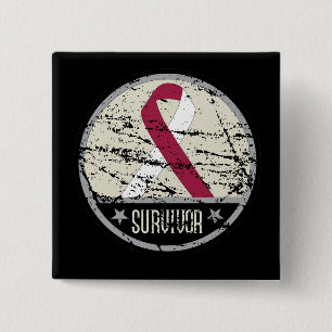 Throat Cancer Survivor Mens Vintage 2 Inch Square Button