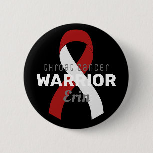 Throat Cancer Warrior Ribbon Black Button