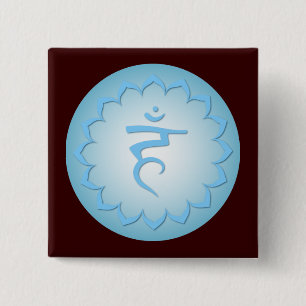 Throat Chakra - Light Blue 2 Inch Square Button