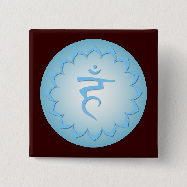 Throat Chakra - Light Blue 2 Inch Square Button (Front)