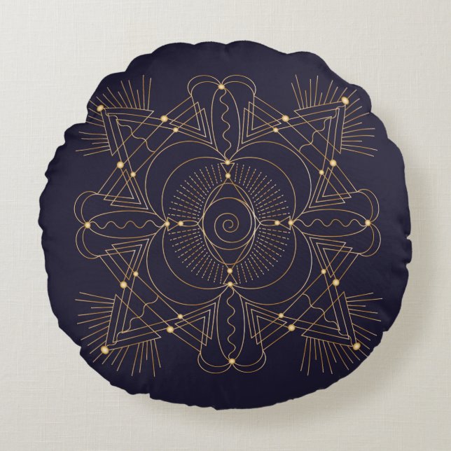 Throat Chakra Shadow Mandala Coussin rond (Devant)