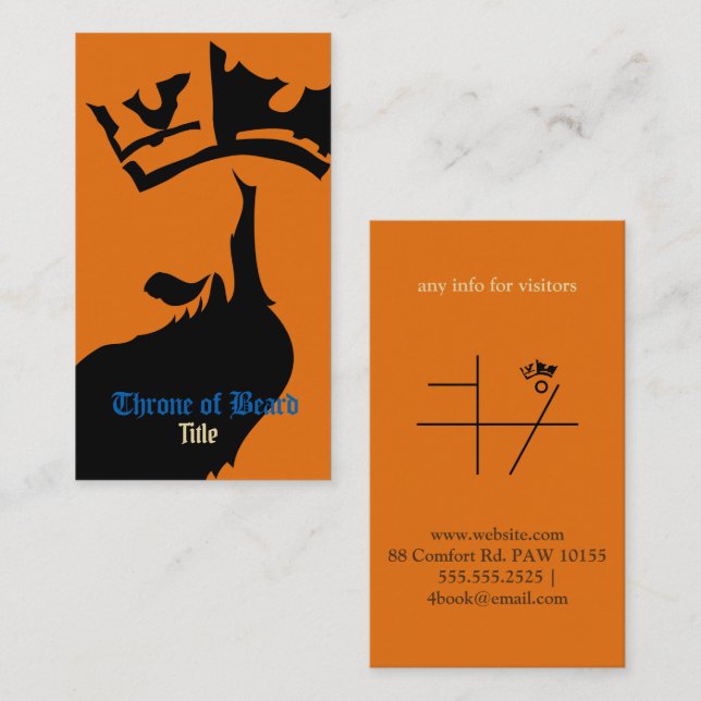 Throne Black on Orange Business Card (Front/Back)