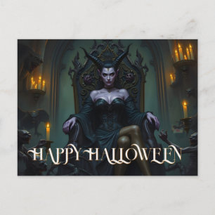 Throned Demon Queen in Candlelight Holiday Postcard