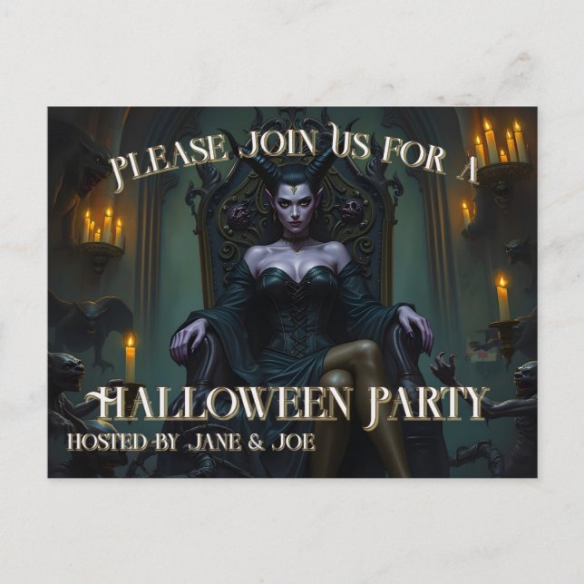 Throned Demon Queen in Candlelight - Invitation (Front)