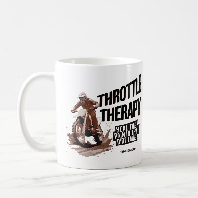 Throttle Therapy Dirt Bike Coffee Mug (Left)