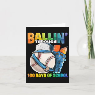 Through 100 Days Of School Baseball Kindergarten B Card