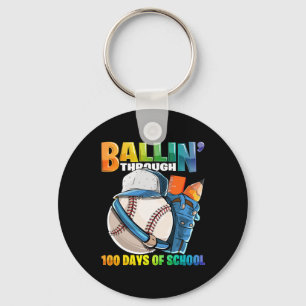 Through 100 Days Of School Baseball Kindergarten B Keychain