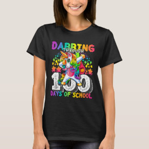 Through 100 Days Of School Dabbing Unicorn Girls 1 T-Shirt
