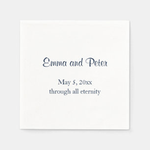 "Through All Eternity" Navy Text Names and Date Napkin
