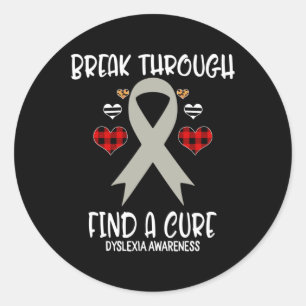 Through Find A Cure Dyslexia Awareness Ribbon Buff Classic Round Sticker