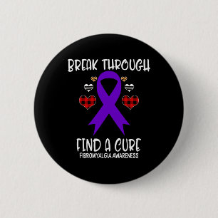 Through Find A Cure Fibromyalgia Awareness Ribbon 2 Inch Round Button