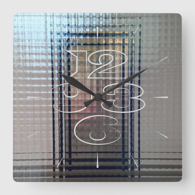 Through glass doors square wall clock (Front)