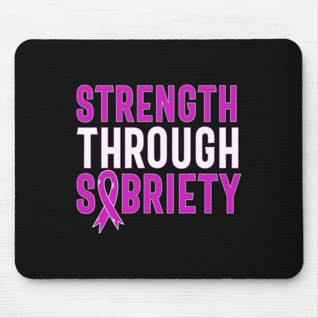 Through Sobriety End Addiction Purple Ribbon  Mouse Pad (Front)