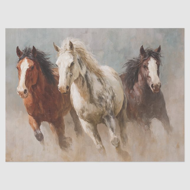 Through the Dust Galloping Horses Decoupage Tissue Paper (Front)