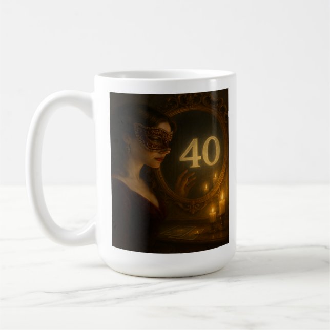 Through the Glass, Boldly: 40th Birthday Mug (Left)