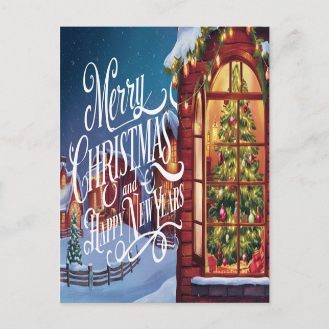 Through the Holiday Window Postcard (Front)