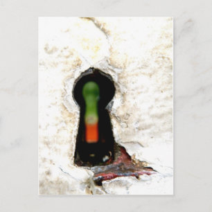 through the keyhole postcard
