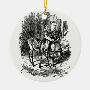Through the Looking Glass - Alice and the Fawn Ceramic Ornament