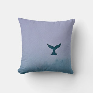 Through The Mist Whale Tail Art Throw Pillow