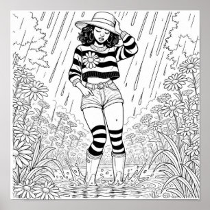 Through the Puddle Colouring Poster