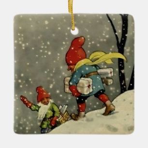 “Through the Snowstorm” by Jenny Nystrom Ceramic Ornament