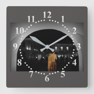 Through the tunnel square wall clock