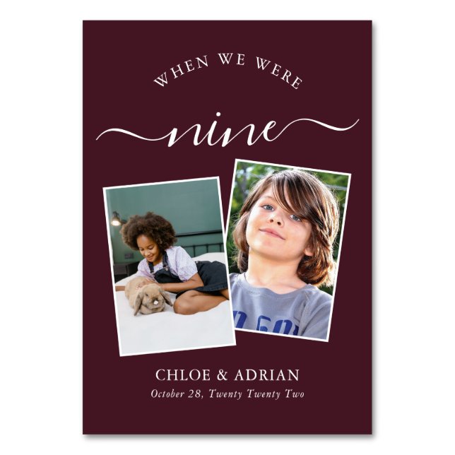 Through the Years Couple Photo Wedding Modern Tabl Table Number (Front)