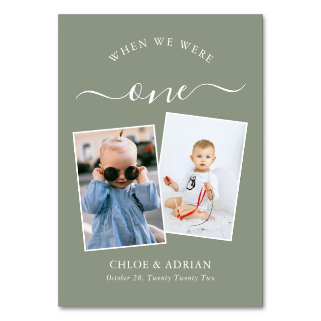 Through the Years Couple Photo Wedding Modern Tabl Table Number (Front)