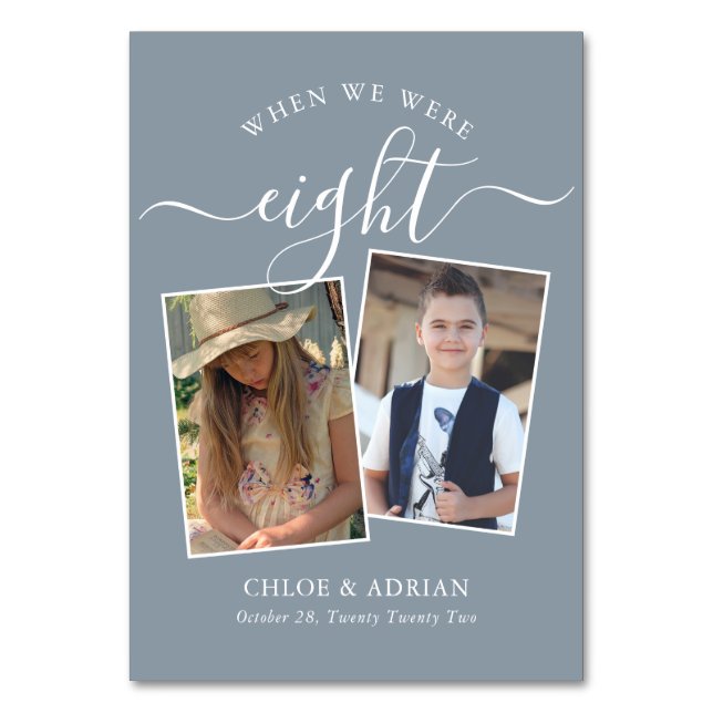 Through the Years Couple Photo Wedding Modern Table Number (Front)