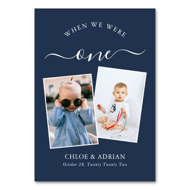 Through the Years Couple Photo Wedding Modern Table Number (Front)