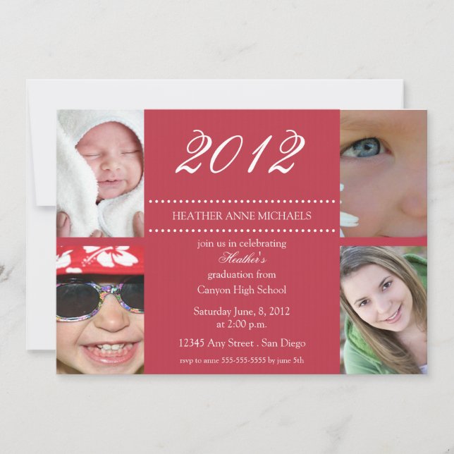 Through the Years Graduation Invitation-red Invitation (Front)