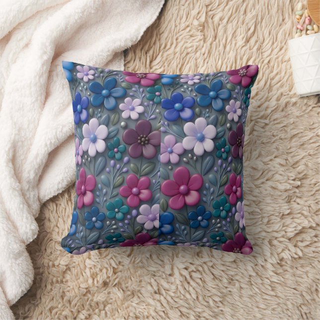 Throw3D Floral Pattern Decorative Throw Pil Pillow (Blanket)