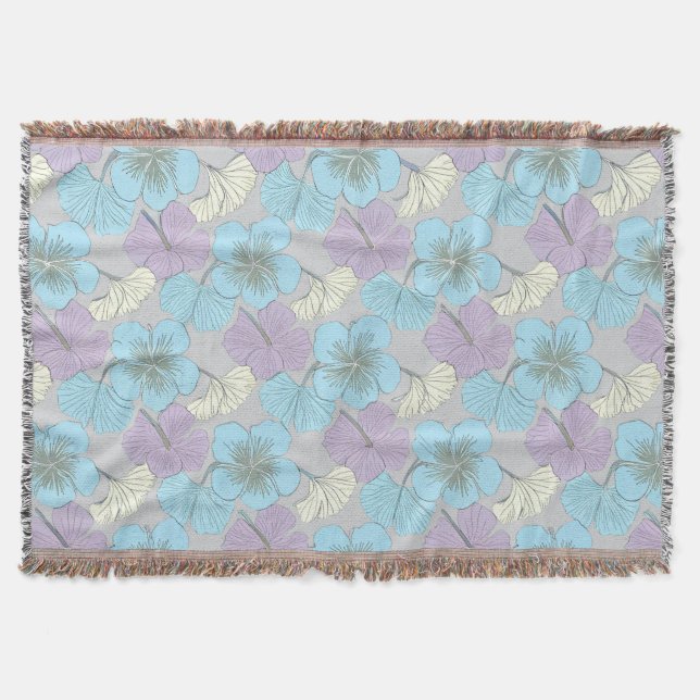 “Throw Blanket – Blue & Purple Clover Floral” (Front)