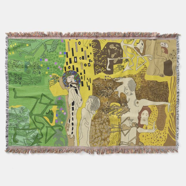 Throw Blanket Funky Dancing Man Pattern Green  (Front)