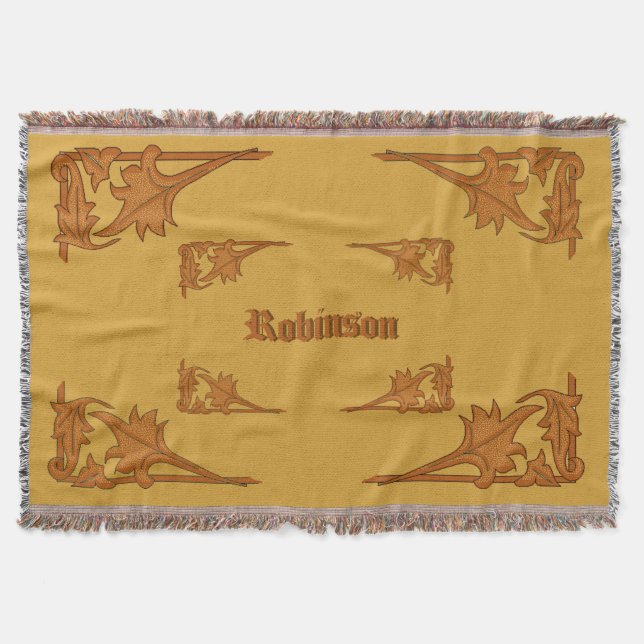 Throw Blanket - Leafy Brackets with Name (Front)