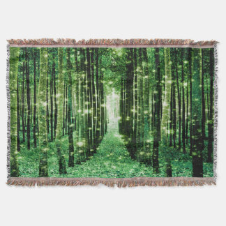Throw Blanket Magical Forest Green Mystery