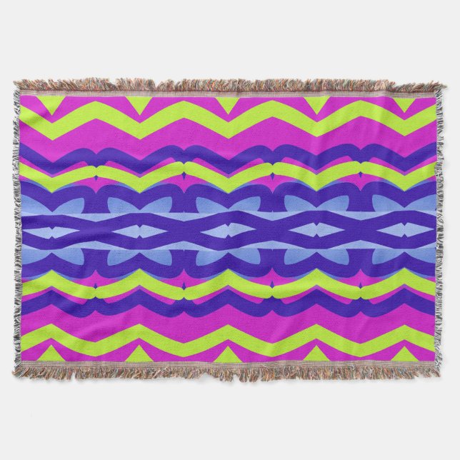 Throw Blanket, Modern multicolor fabric pattern  T Blanket (Front)
