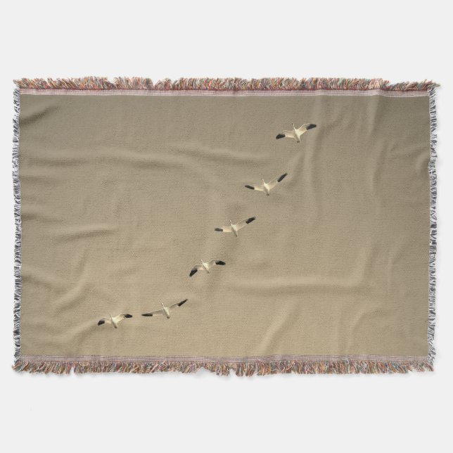 Throw Blanket Snow Geese in Flight Design (Front)
