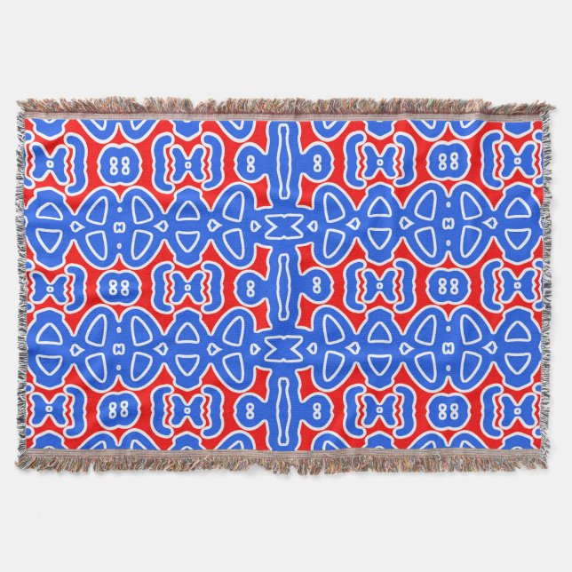 Throw Blanket, Vibrant multicolor fabric pattern   Blanket (Front)