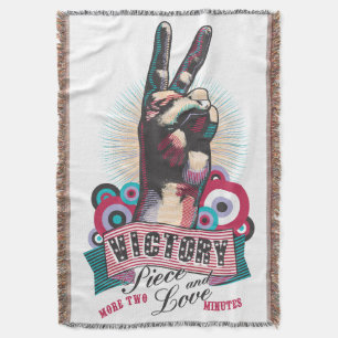 Throw Blanket Victory Peace & Love Pop-Art Design