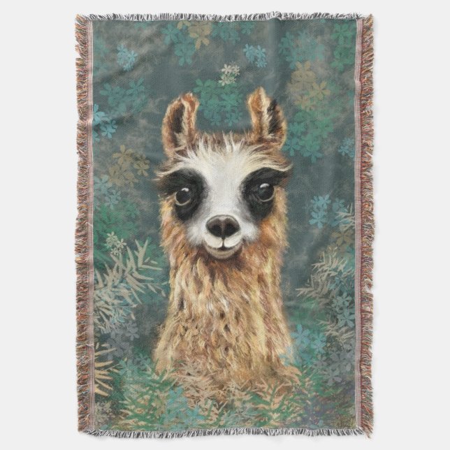 Throw Blanket with Alpaca (Front Vertical)