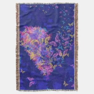 Throw Blanket with Butterflies Heart