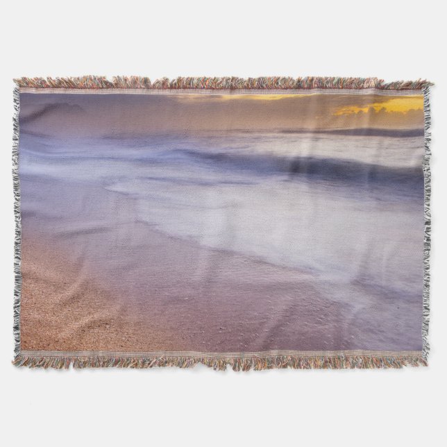 Throw blanket with image of sunrise over ocean (Front)