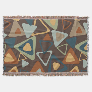 Throw Blanket With Mid Century Modern Triangles 